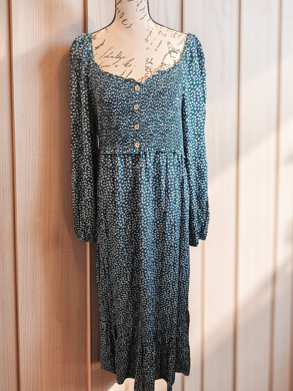 Dokotoo NWT Teal Green Floral Smocked Maxi Dress XL